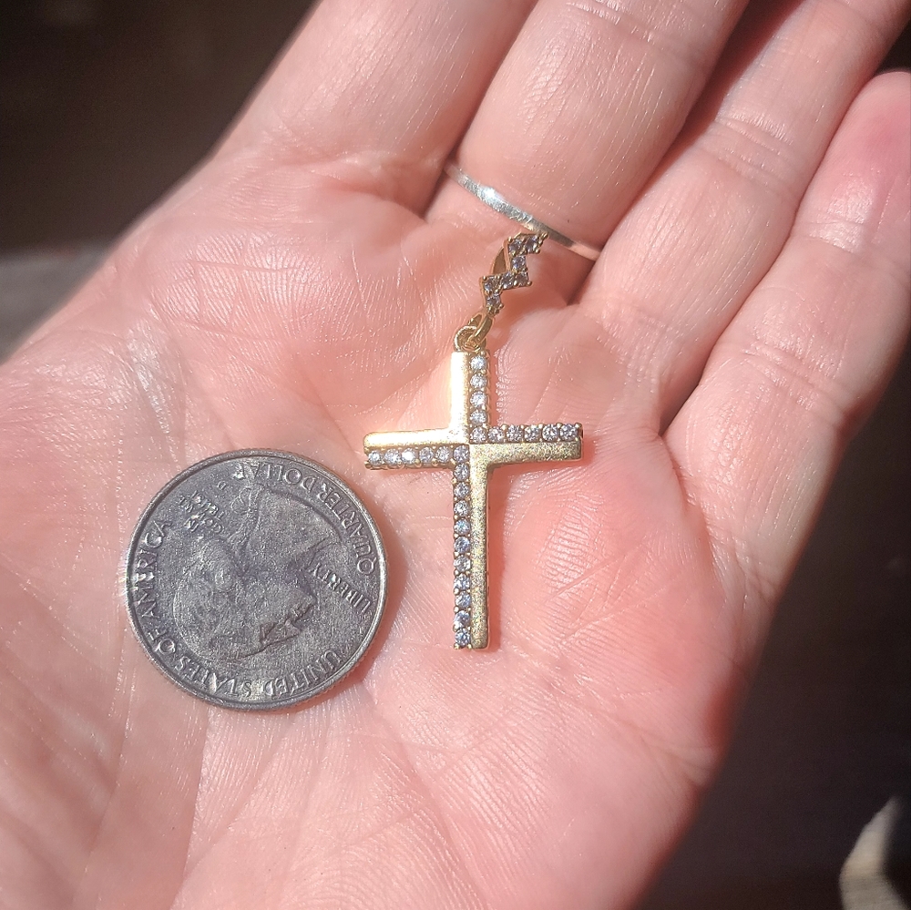 COPY - 24k Gold & Sterling Topaz cross pendant